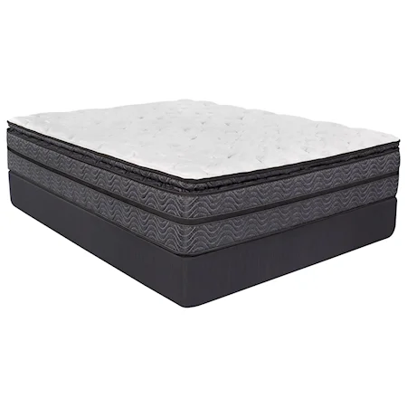 Queen 14 3/4" Pillow Top Pocketed Coil Mattress and 5" Low Profile Foundation